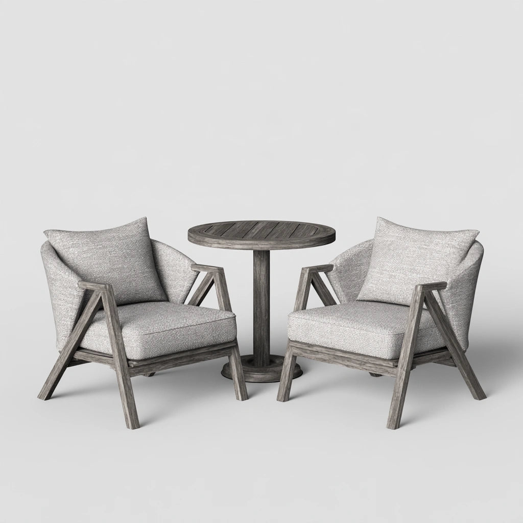 Tuinset met tafel en stoelen, kleur grijs